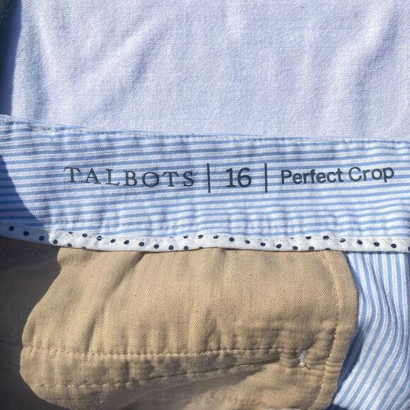 Talbots Perfect Crop Blue Seersucker Stretch Crop Pants - Picture 7 of 8